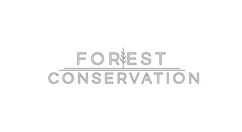 Forest conservation text with a subtle tree outline, promoting ecological a.. Stock Illustration