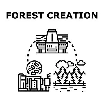 Forest creation ecology cycle concept illustration Illustrazione stock