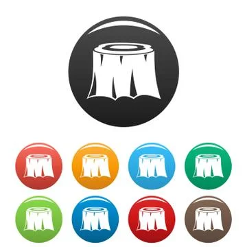 Forest cut tree icons set color Stock Illustration