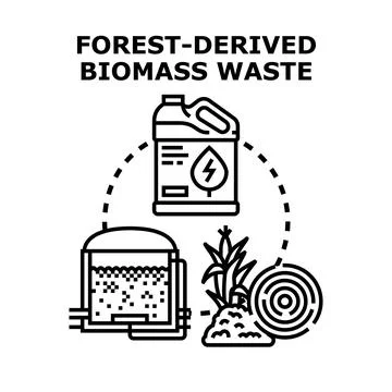 Forest derived biomass waste generating biofuel and renewable energy Stock Illustration