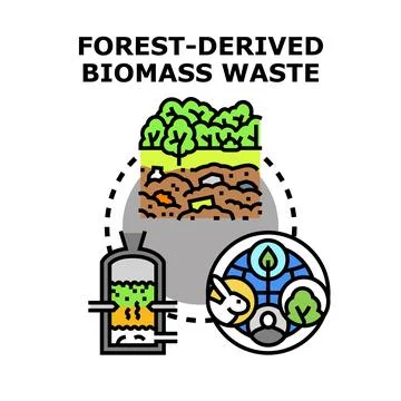 Forest derived biomass waste processing generating energy Stock Illustration