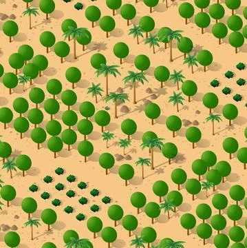 Forest desert pattern background trees desert isometric repeating 스톡 일러스트