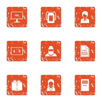 Forest document icons set, grunge style 스톡 일러스트