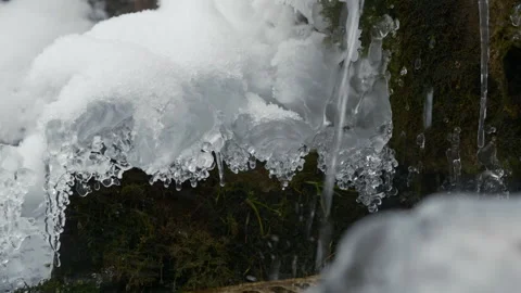 Forest eco water spring, close up winter Stock Footage 259234511