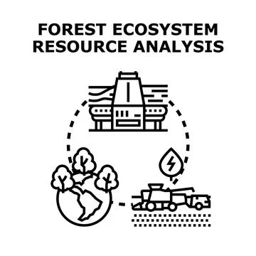 Forest ecosystem resource analysis planning and management Stock Illustration