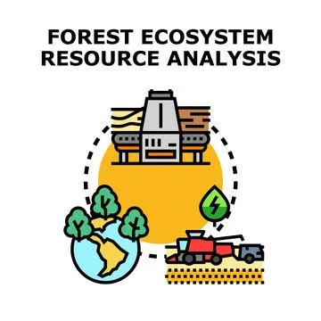 Forest ecosystem resource analysis planning and management Stock Illustration