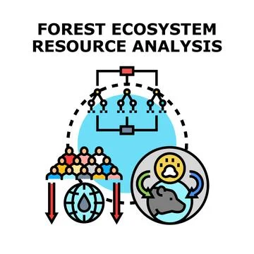 Forest ecosystem resource analysis planning and management concept Illustrazione stock