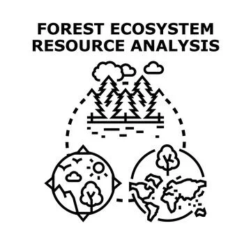 Forest ecosystem resource analysis researching environmental sustainability Stock Illustration