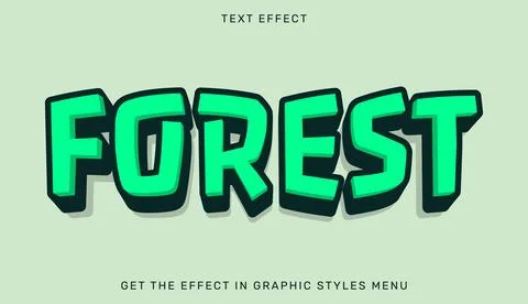 Forest editable text effect in 3d style Stock Illustration