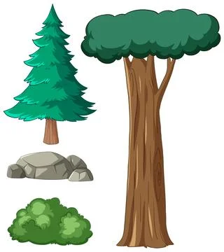 Forest Elements Vector Illustration Set Illustrazione stock