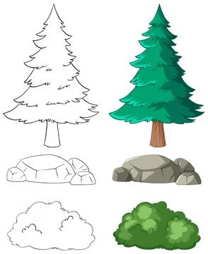 Forest Elements Vector Illustration Set Stock Illustration