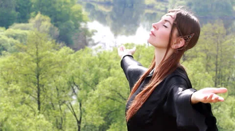 Forest elf. dance of freedom. 스톡 동영상 23515230