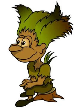 Forest Elf Sitting On Stump Stock Illustration