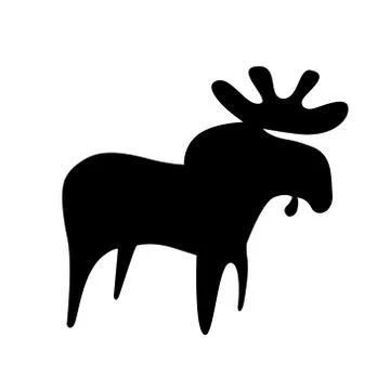 Forest elk, simple black and white logo. Stock Illustration