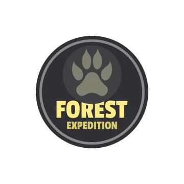 Forest expedition logo, flat style Stock Illustration