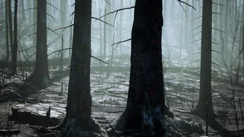 A forest filled with lots of tall trees Stock Illustration