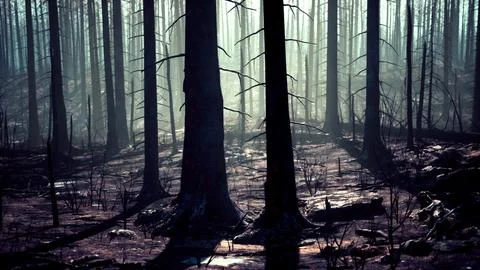 A forest filled with lots of tall trees Stock Illustration