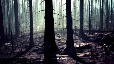 A forest filled with lots of tall trees Stock Illustration