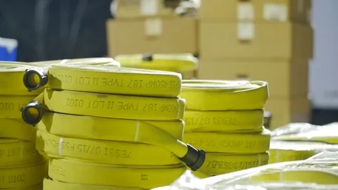 Forest Fire Base Camp Forklift Loading Supplies Stock Footage
