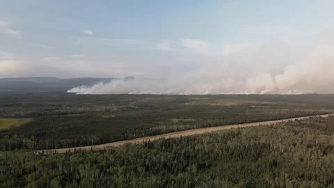 Forest fire burning out of control in the Yukon Territory, Canada Stock Footage 247482100