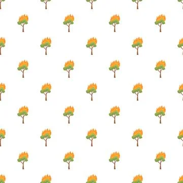 Forest fire burning trees seamless pattern background Illustrazione stock