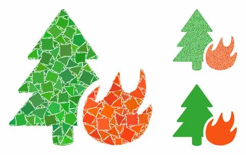 Forest fire Composition Icon of Trembly Elements Stock Illustration