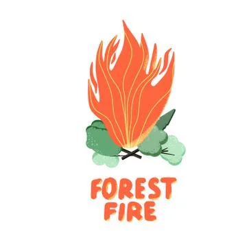 Forest fire concept. Wildfire sign isolated on white background. Vector color Stock Illustration