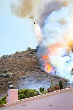 Forest fire on the Costa Brava. Stock Photos