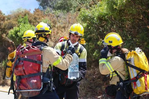 Forest fire on the Costa Brava. Stock Photos