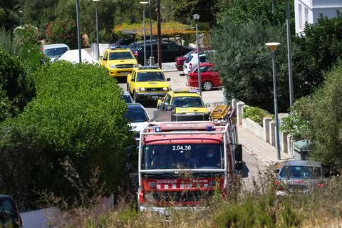 Forest fire on the Costa Brava. Stock Photos