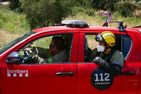 Forest fire on the Costa Brava. Stock Photos
