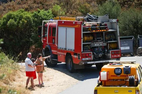 Forest fire on the Costa Brava. Stock Photos