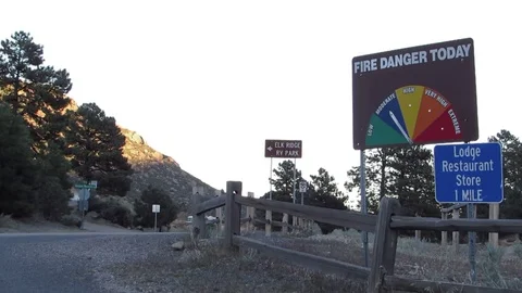 Forest Fire Danger Today street sign in the Hualapai Mountain Park Arizona       Video stock 80745768