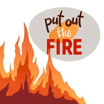 Forest fire. Dangerous wildfire. Put out the fire. Stock Illustration