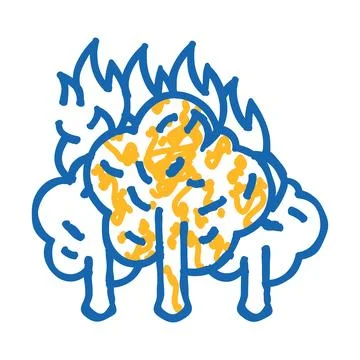Forest fire disaster icon doodle illustration Stock Illustration