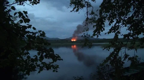 Forest fire from distance Video stock 35572537