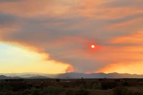 Forest fire from the distance Stock Photos
