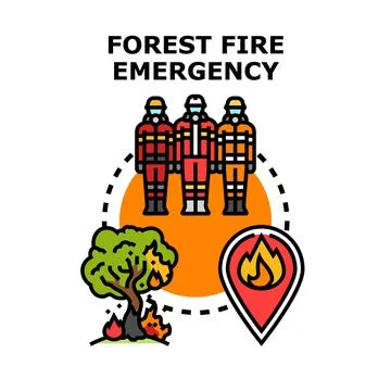 Forest fire emergency relief and protection concept Stock Illustration