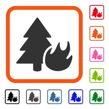 Forest Fire Framed Icon Stock Illustration