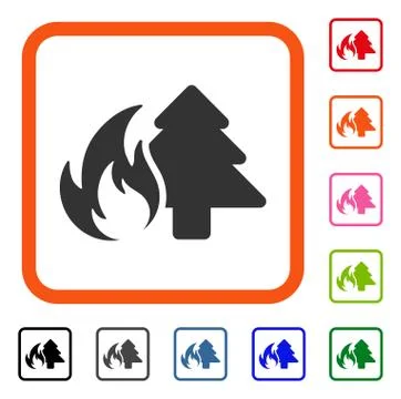 Forest Fire Framed Icon Stock Illustration