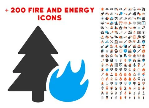 Forest Fire Icon with Bonus Fire Clipart イラスト素材