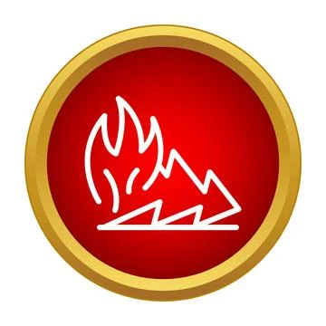 Forest fire icon indicating wildfire danger and emergency Illustrazione stock