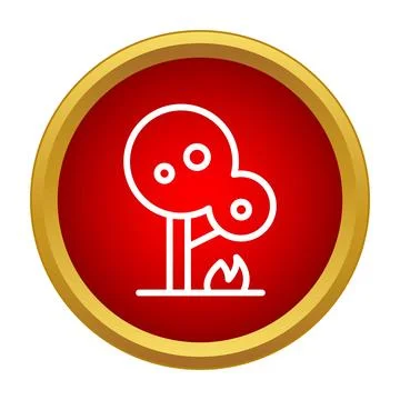Forest fire icon showing burning tree disaster 스톡 일러스트