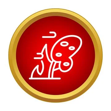Forest fire icon showing tree burning in wind 库存插图