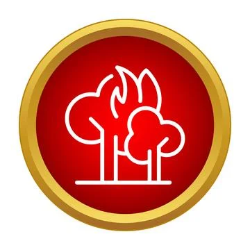 Forest fire icon showing trees burning 스톡 일러스트