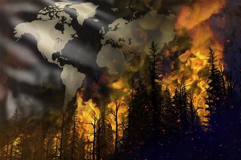 Forest fire natural disaster concept 스톡 일러스트