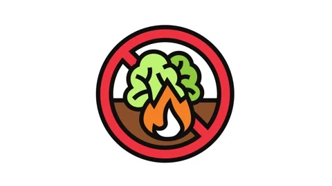 Forest fire prohibited color icon animation Stock Footage 326109375