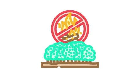 Forest fire prohibited color icon animation Stock Footage 327260860