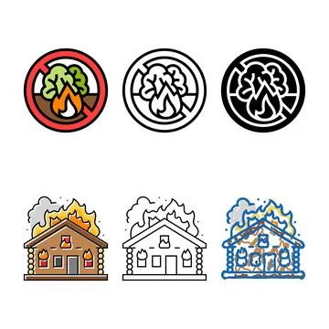 Forest fire prohibited variants color icon vector Illustrazione stock