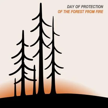 Forest from fire protection day burnt forest イラスト素材